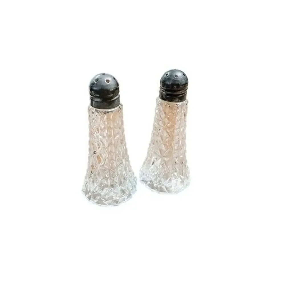 Vintage Crystal Glass Salt and Pepper Shaker Set